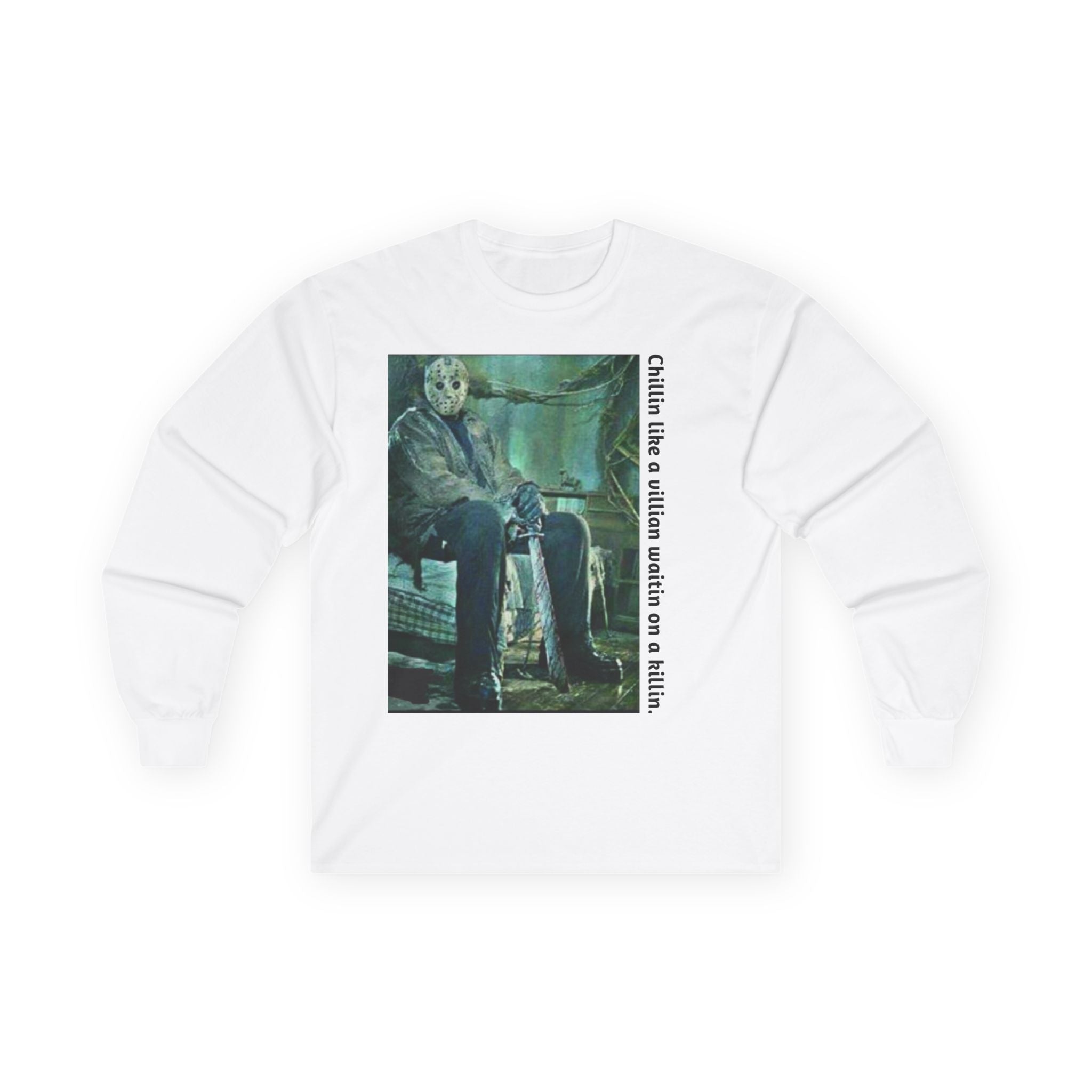 Chillin' Like a Villain Long Sleeve Tee, Cozy Casual Fashion, Perfect for Halloween, Unique Gift Idea, Everyday Comfort Wear