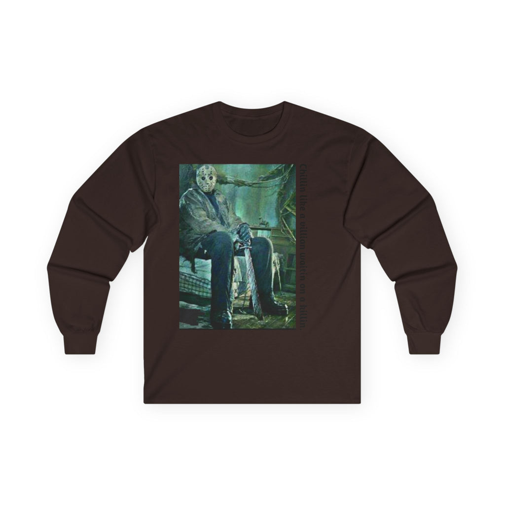Chillin' Like a Villain Long Sleeve Tee, Cozy Casual Fashion, Perfect for Halloween, Unique Gift Idea, Everyday Comfort Wear