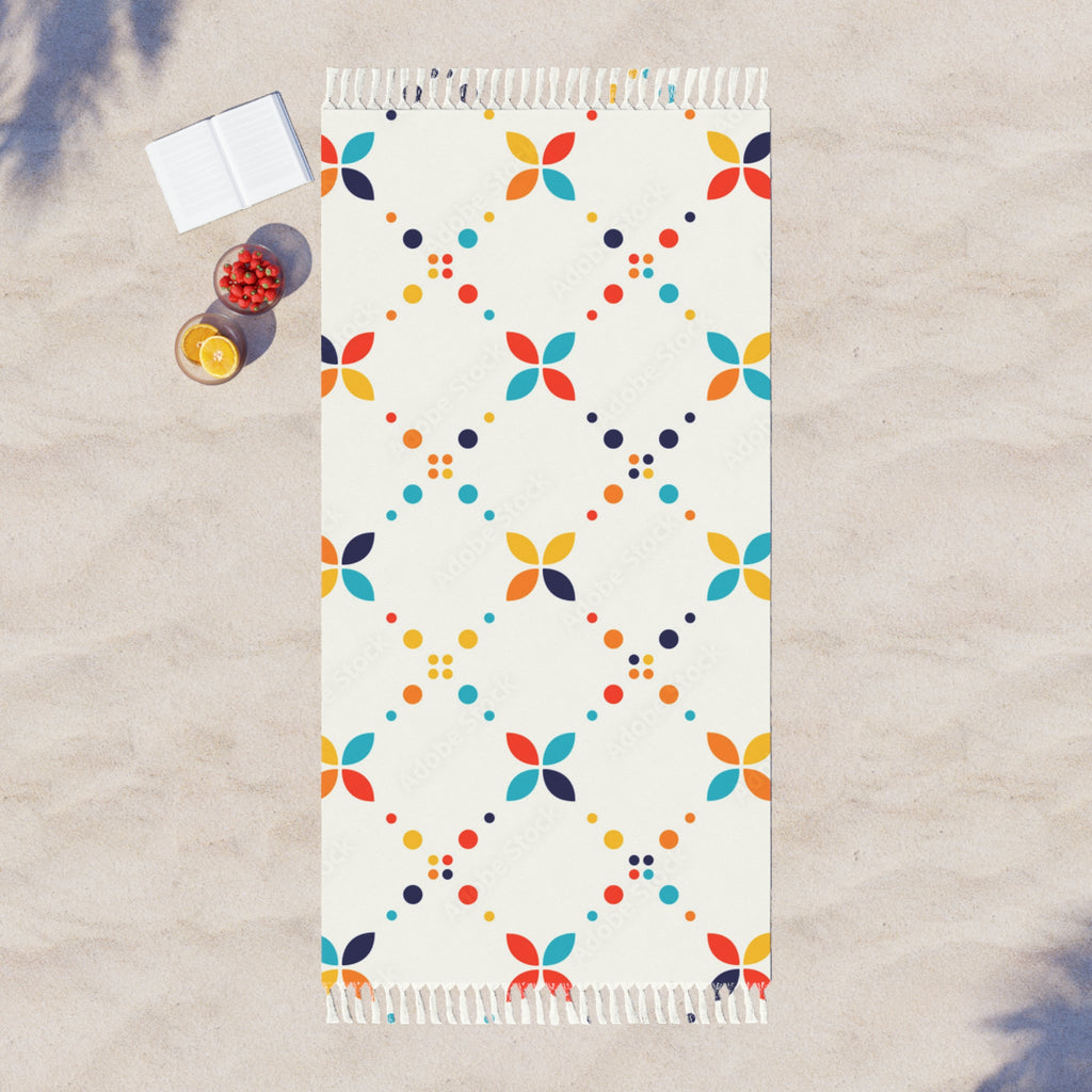 Boho Beach Towel, Vibrant Floral Picnic Blanket, Lightweight Travel Mat, Summer Poolside Accessory, Eco-Friendly Beach Gear