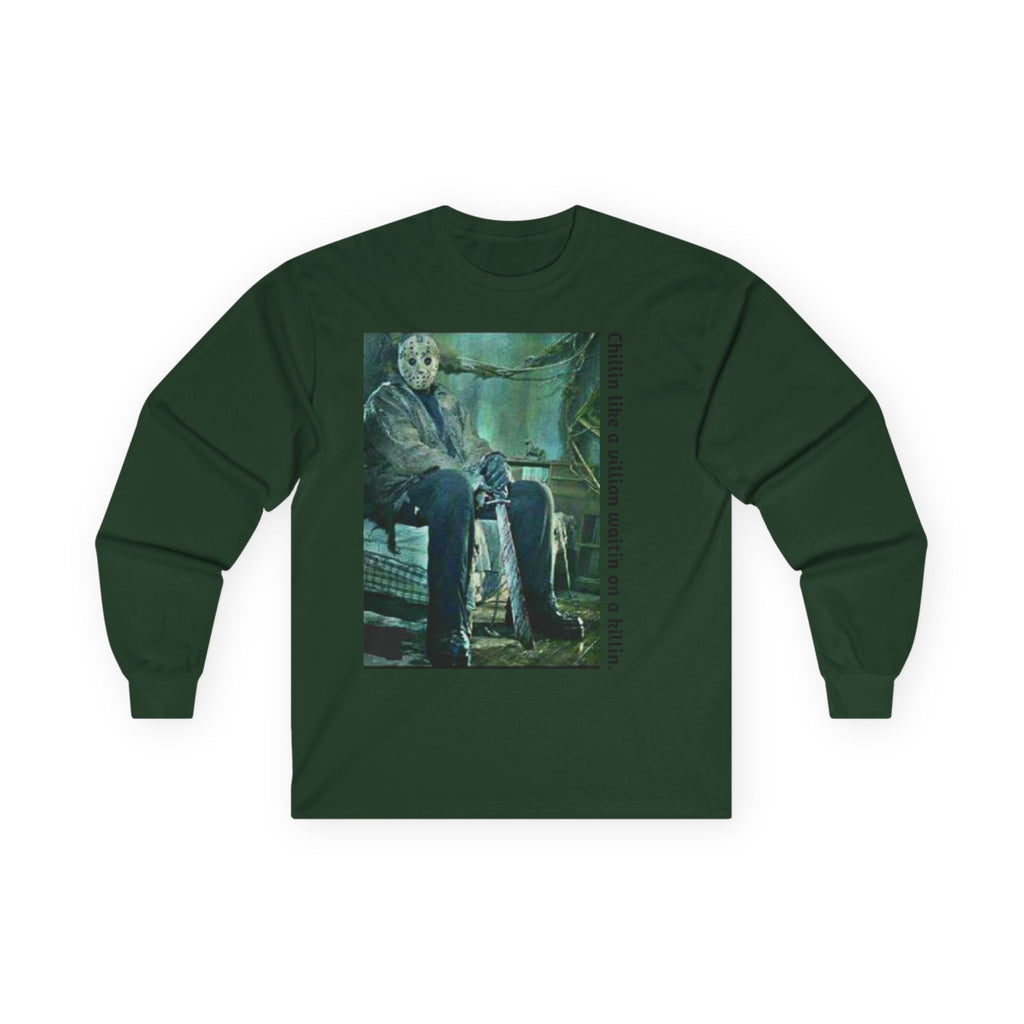 Chillin' Like a Villain Long Sleeve Tee, Cozy Casual Fashion, Perfect for Halloween, Unique Gift Idea, Everyday Comfort Wear