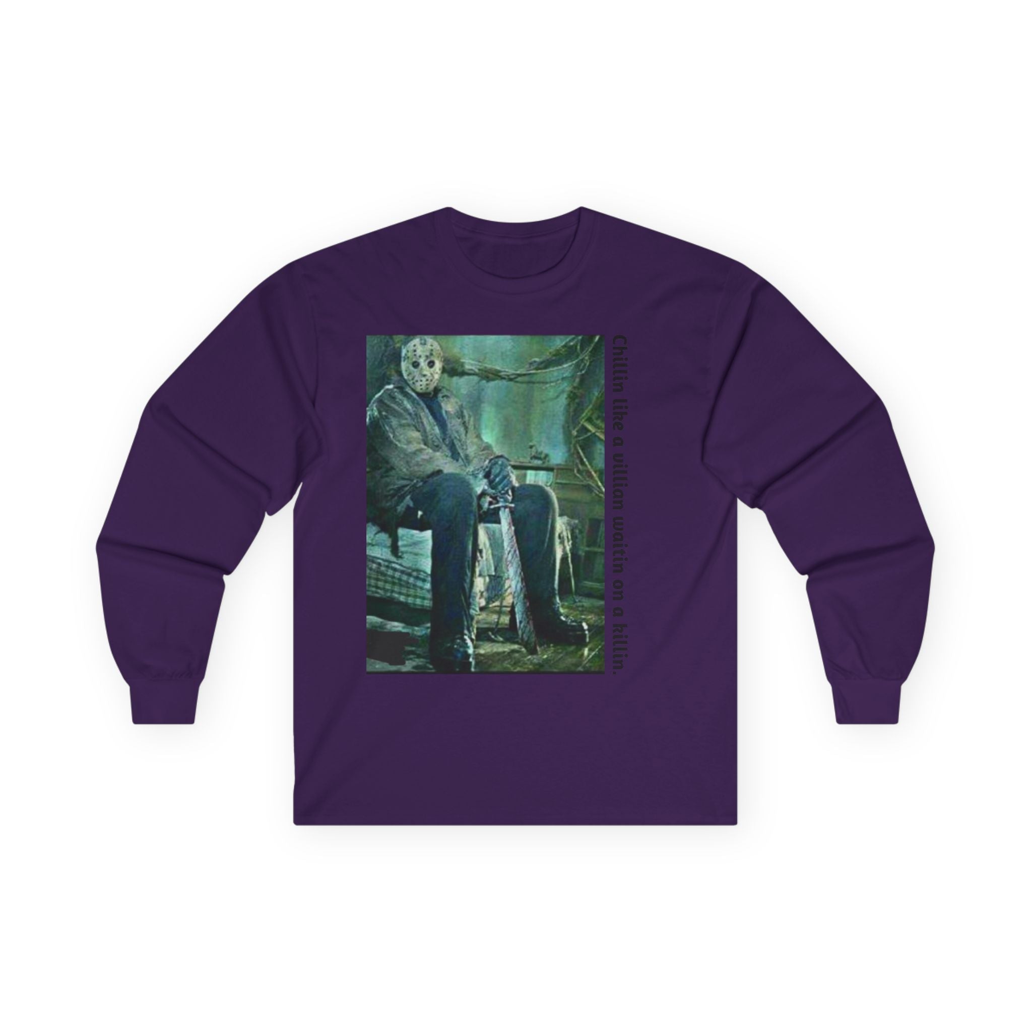 Chillin' Like a Villain Long Sleeve Tee, Cozy Casual Fashion, Perfect for Halloween, Unique Gift Idea, Everyday Comfort Wear