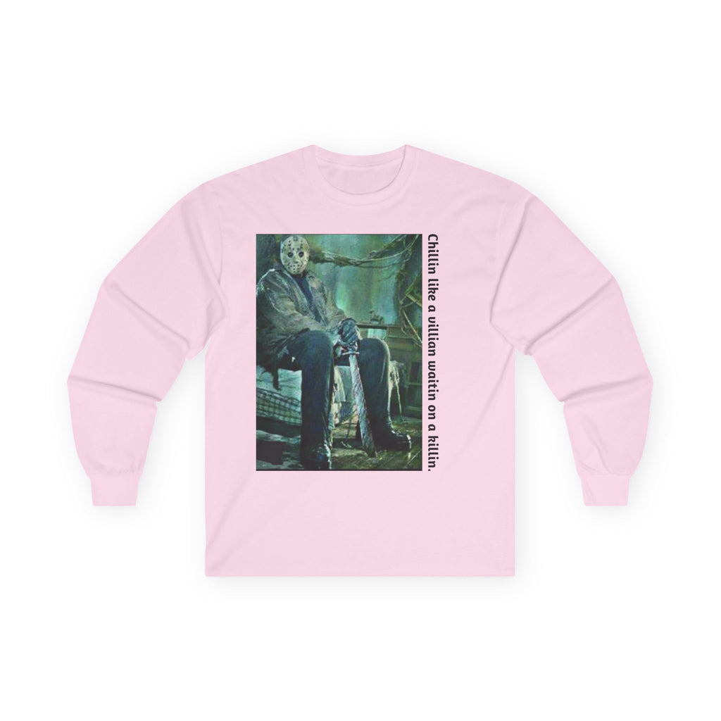 Chillin' Like a Villain Long Sleeve Tee, Cozy Casual Fashion, Perfect for Halloween, Unique Gift Idea, Everyday Comfort Wear