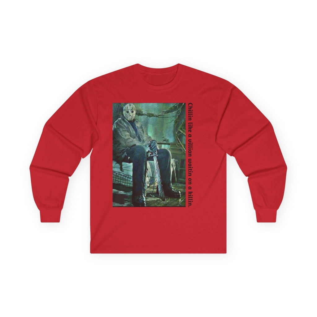 Chillin' Like a Villain Long Sleeve Tee, Cozy Casual Fashion, Perfect for Halloween, Unique Gift Idea, Everyday Comfort Wear