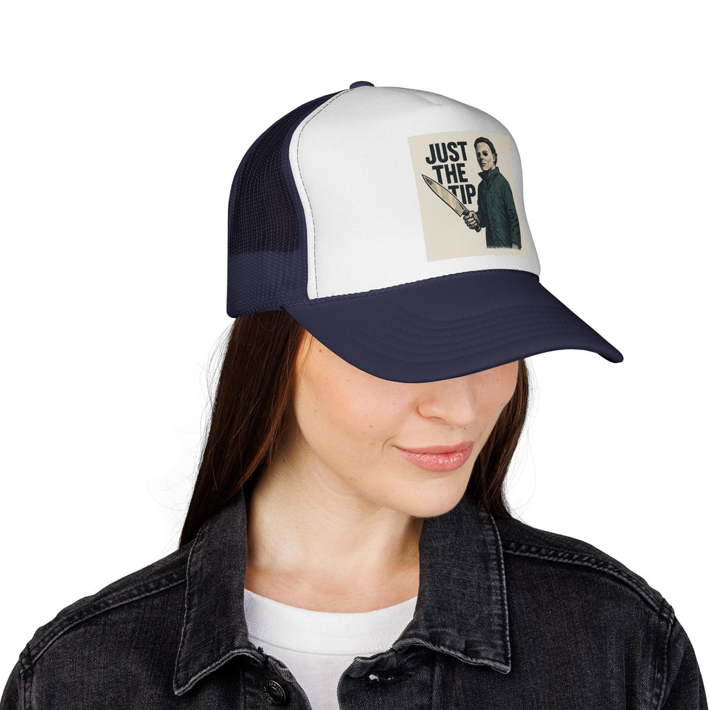 Humorous Trucker Caps - Just the Tip Graphic, Funny Gifts for Horror Fans, Unisex Adjustable Hat, Halloween Costume Accessory, Casual [...]