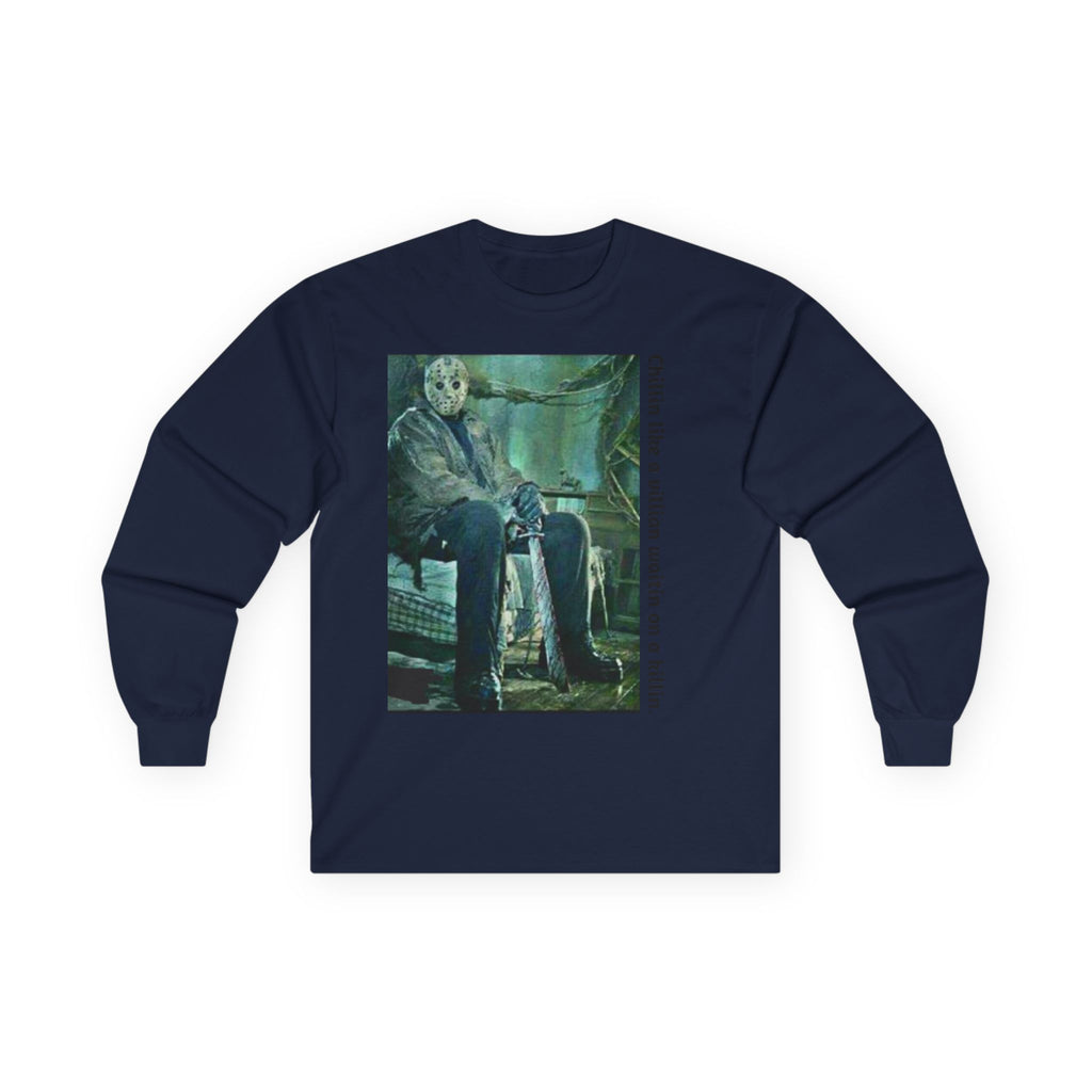 Chillin' Like a Villain Long Sleeve Tee, Cozy Casual Fashion, Perfect for Halloween, Unique Gift Idea, Everyday Comfort Wear