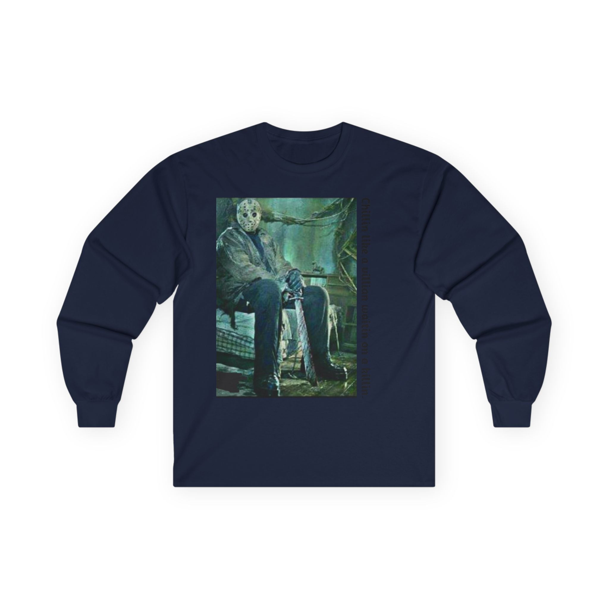 Chillin' Like a Villain Long Sleeve Tee, Cozy Casual Fashion, Perfect for Halloween, Unique Gift Idea, Everyday Comfort Wear
