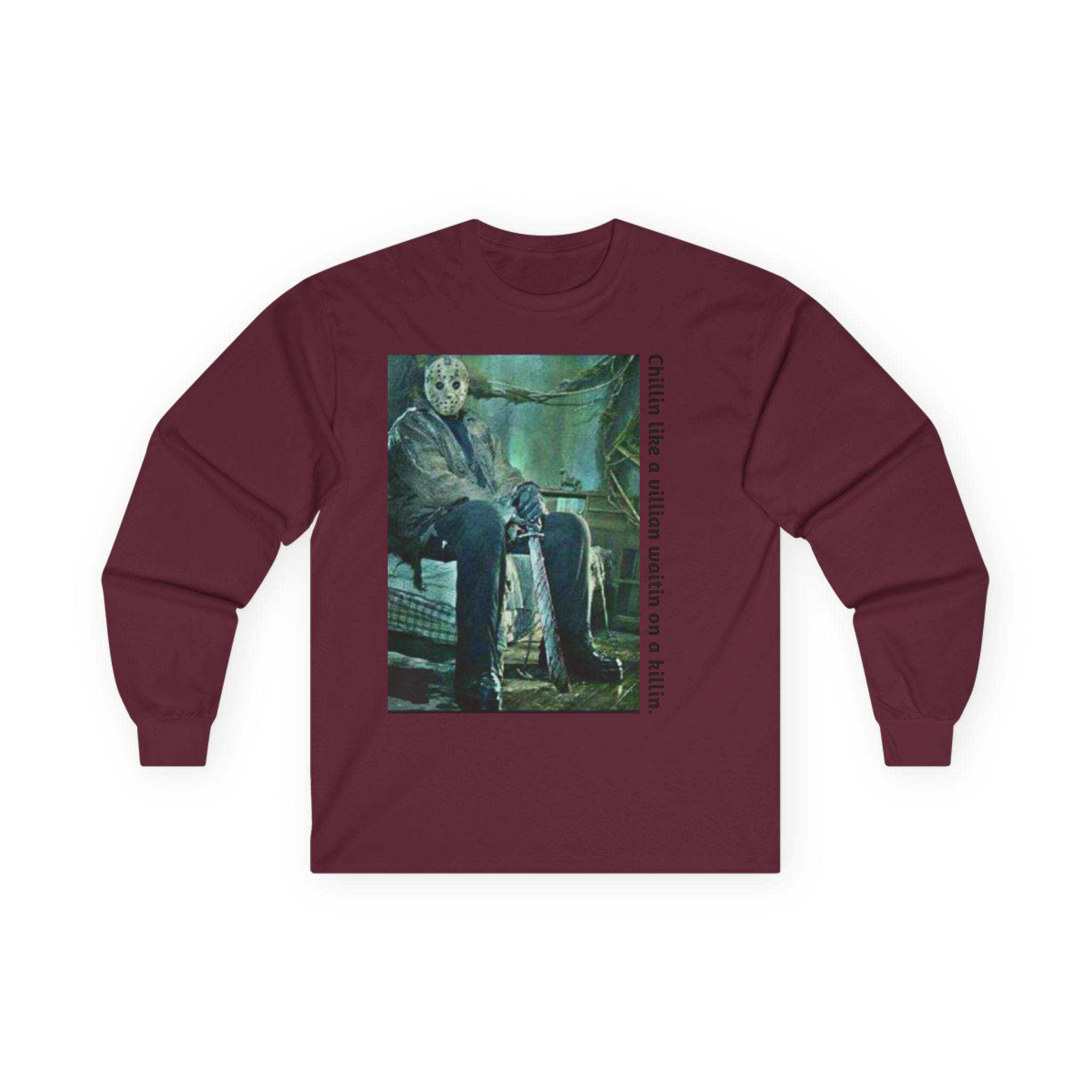 Chillin' Like a Villain Long Sleeve Tee, Cozy Casual Fashion, Perfect for Halloween, Unique Gift Idea, Everyday Comfort Wear