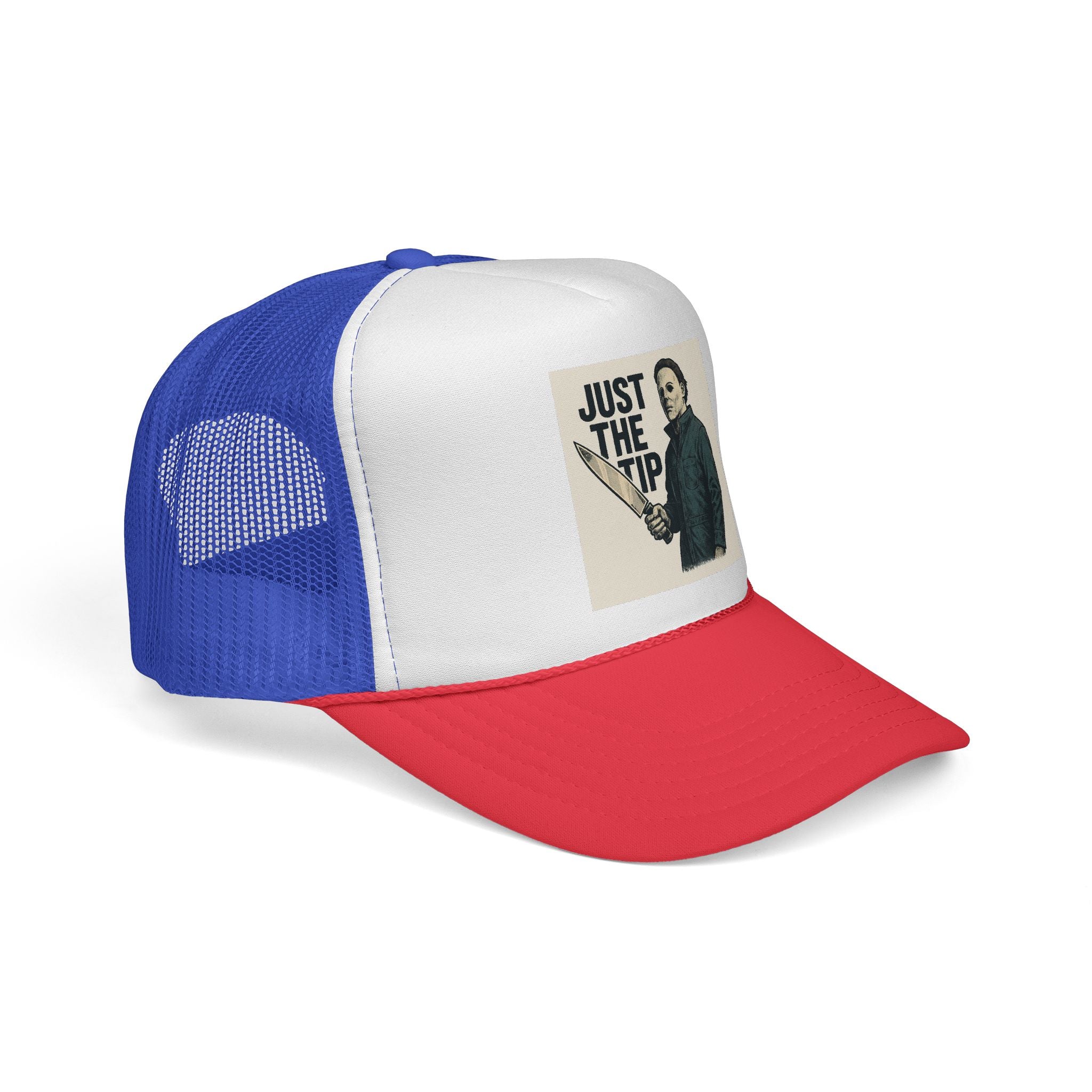 Humorous Trucker Caps - Just the Tip Graphic, Funny Gifts for Horror Fans, Unisex Adjustable Hat, Halloween Costume Accessory, Casual [...]