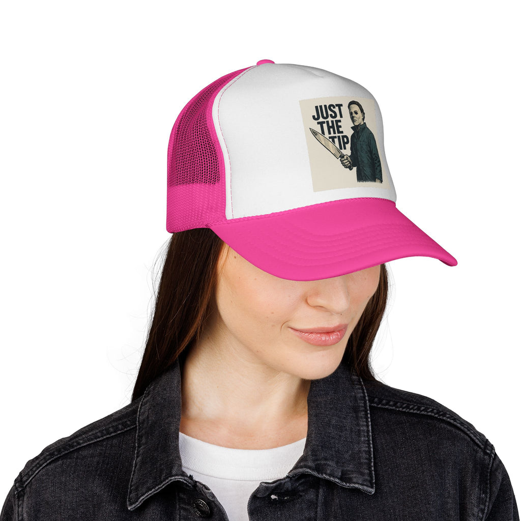 Humorous Trucker Caps - Just the Tip Graphic, Funny Gifts for Horror Fans, Unisex Adjustable Hat, Halloween Costume Accessory, Casual [...]