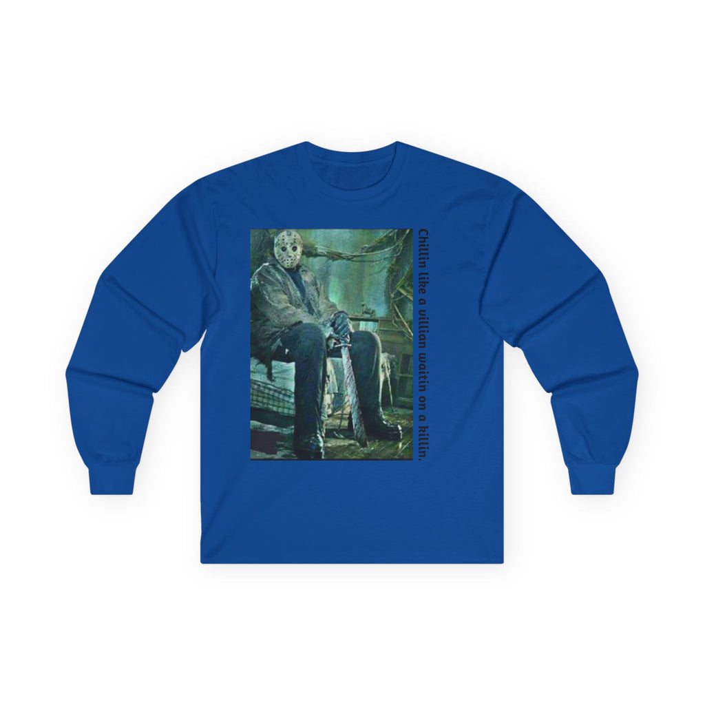 Chillin' Like a Villain Long Sleeve Tee, Cozy Casual Fashion, Perfect for Halloween, Unique Gift Idea, Everyday Comfort Wear