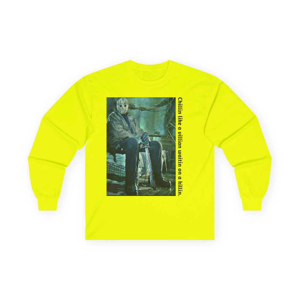 Chillin' Like a Villain Long Sleeve Tee, Cozy Casual Fashion, Perfect for Halloween, Unique Gift Idea, Everyday Comfort Wear