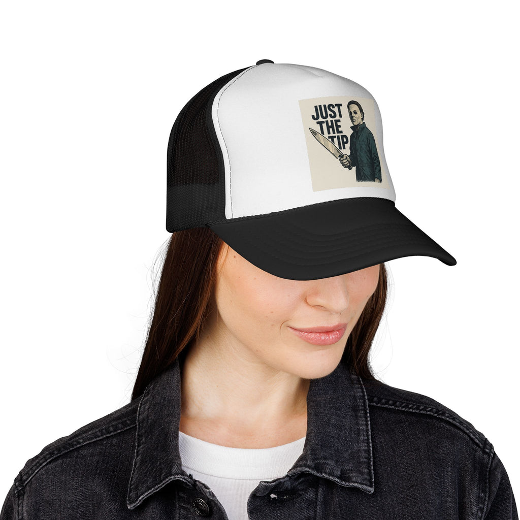Humorous Trucker Caps - Just the Tip Graphic, Funny Gifts for Horror Fans, Unisex Adjustable Hat, Halloween Costume Accessory, Casual [...]
