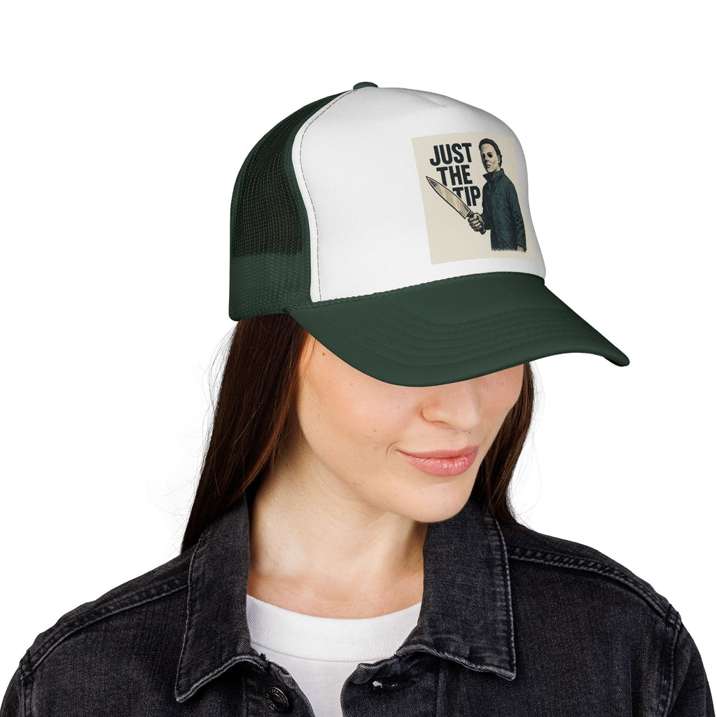 Humorous Trucker Caps - Just the Tip Graphic, Funny Gifts for Horror Fans, Unisex Adjustable Hat, Halloween Costume Accessory, Casual [...]